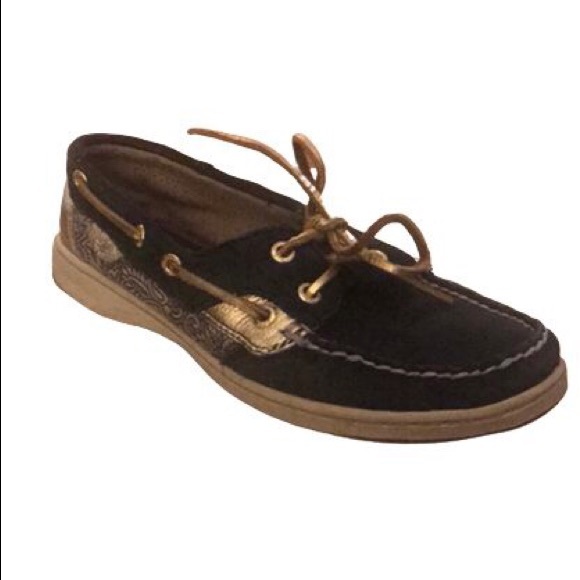 Sperry Shoes - ‼️FINAL PRICE‼️SPERRY TOP SIDER SHOES BLACK AND GOLD LEATHER, 7